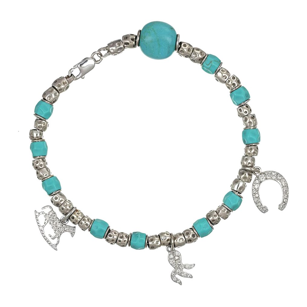 Dodo - 手镯 - 18K包金 白金 - 0.92ct. tw. 绿松石 - 钻石 #4.3