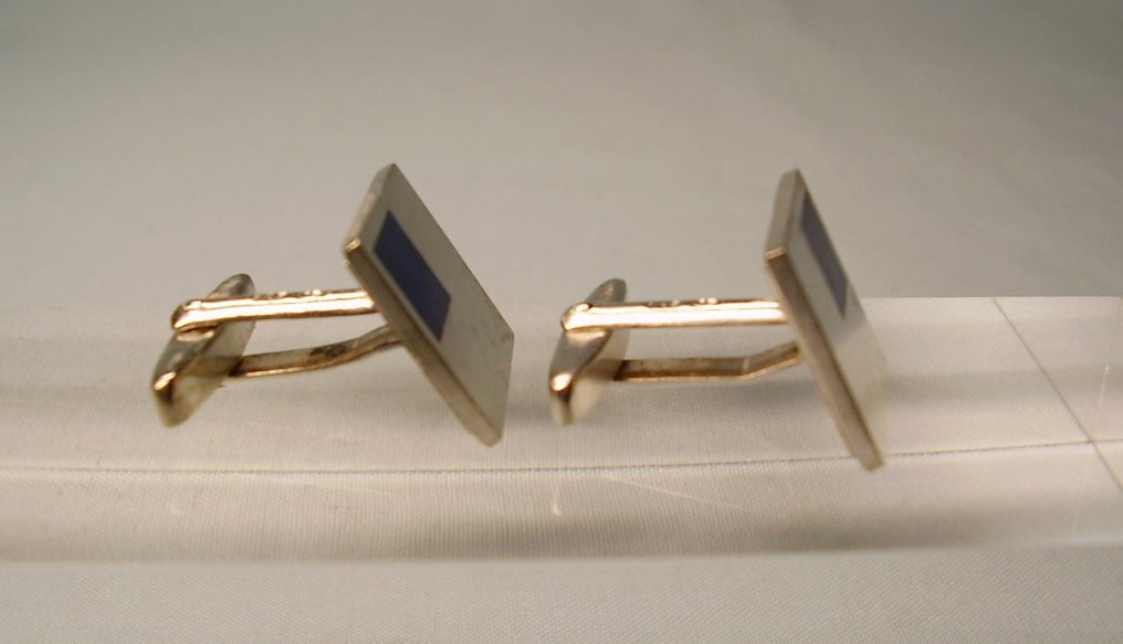 Franz Scheurle - 青金石 - 银 - 袖扣 - 签名的设计草图 #4.3