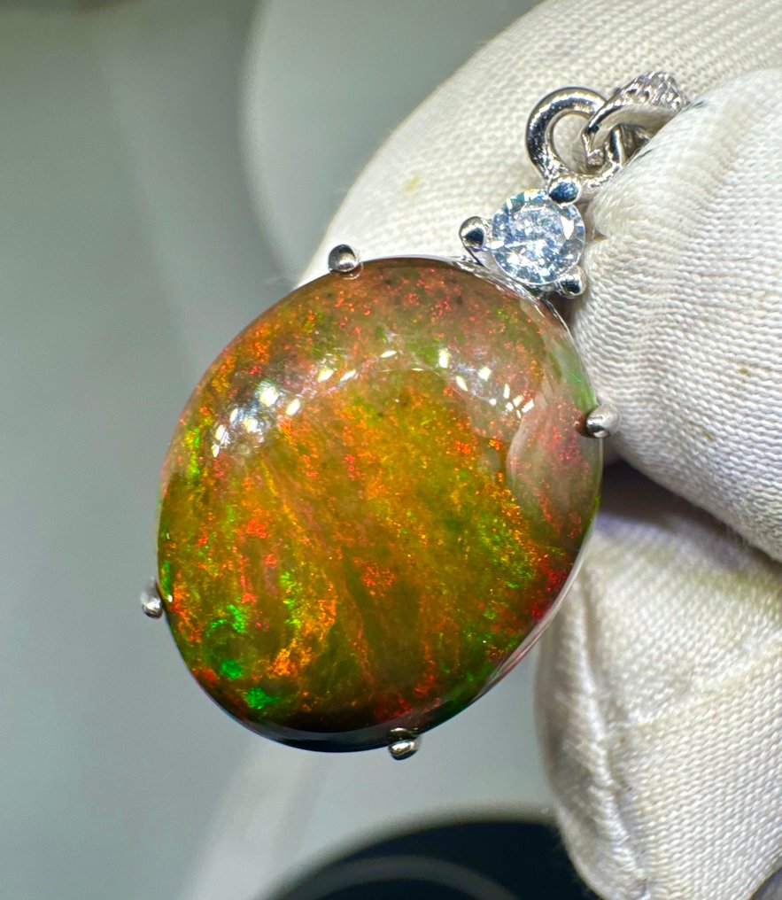 蛋白石 吊坠 - 高度: 29 mm - 宽度: 13.5 mm- 2.66 g - (1) #1.0