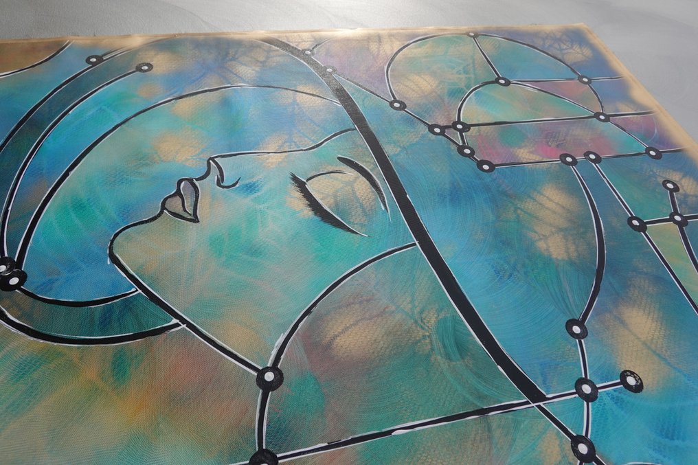 Ksavera - Gold Abstract Portrait A1435 - Pearlescent painting on XXL canvas #3.2