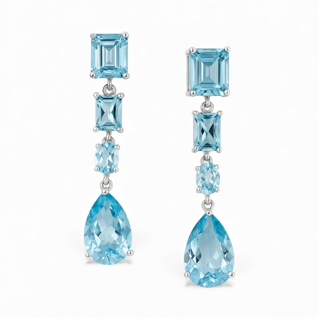 沒有保留價 - 耳環 銀 -  17.50ct. tw. 黃玉 - 已认证 #1.0