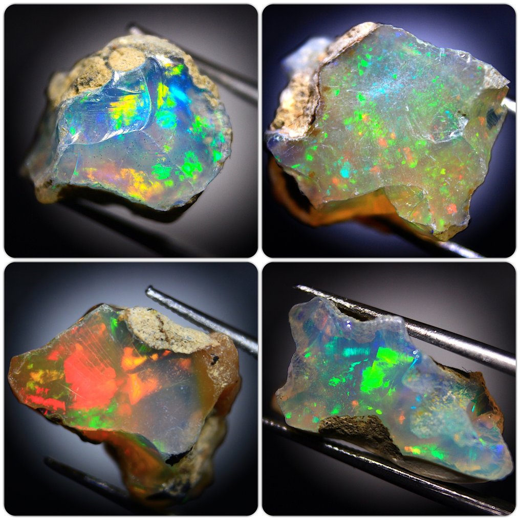 Carat 33.80 Ethiopian Opals - Rough- 6.76 g - (4) #1.0