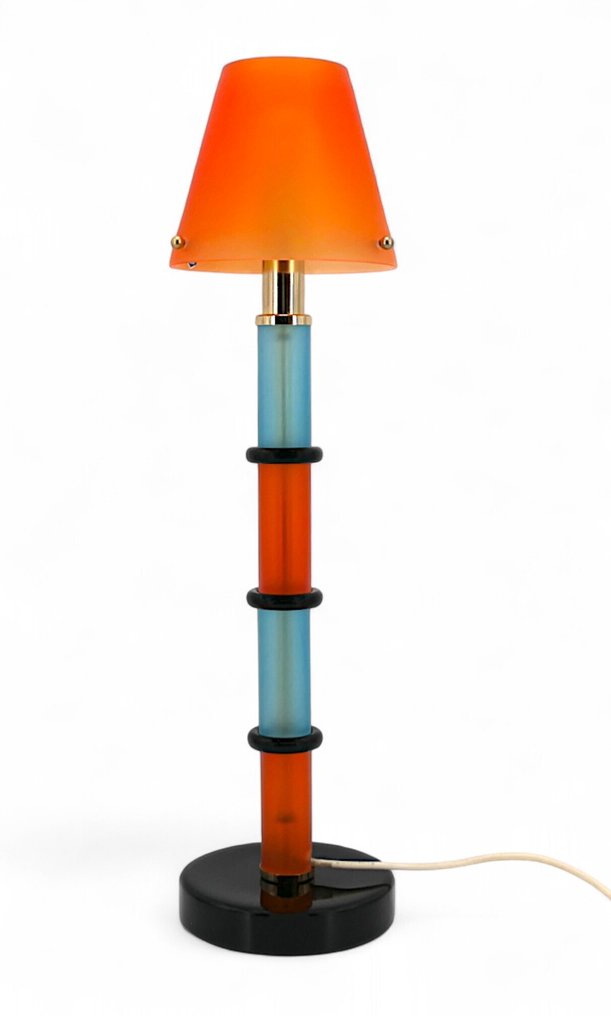 Gino Cenedese, Vetro di Murano - Lampada - Colorazione Arancio e Turchese - Vetro Soffiato ed Assemblato a Caldo - 1960s #2.1