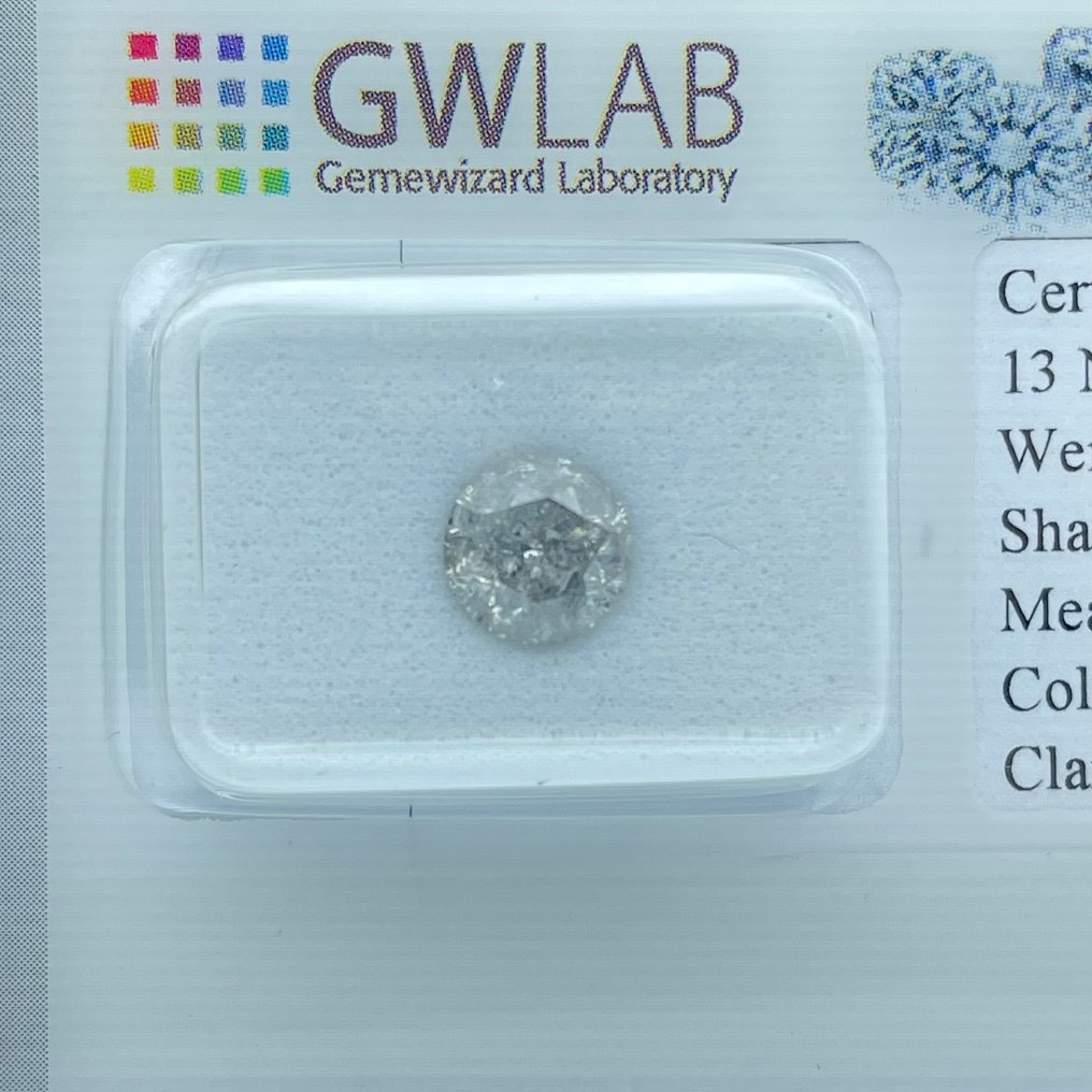χωρίς τιμή ασφαλείας - 1 pcs Διαμάντι  (Φυσικό)  - 1.04 ct - Στρογγυλό - K - I2 - Gemewizard Gemological Laboratory (GWLab) #1.0