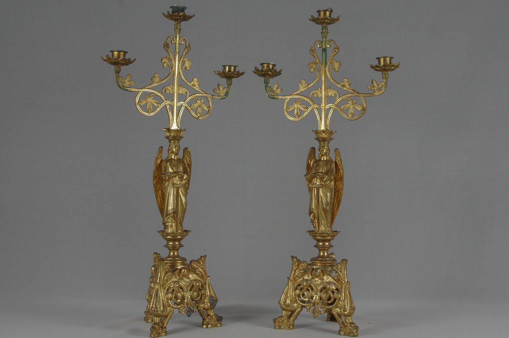 烛台 - 镀金青铜 - 一对蜡烛架 - 62 厘米 #1.0