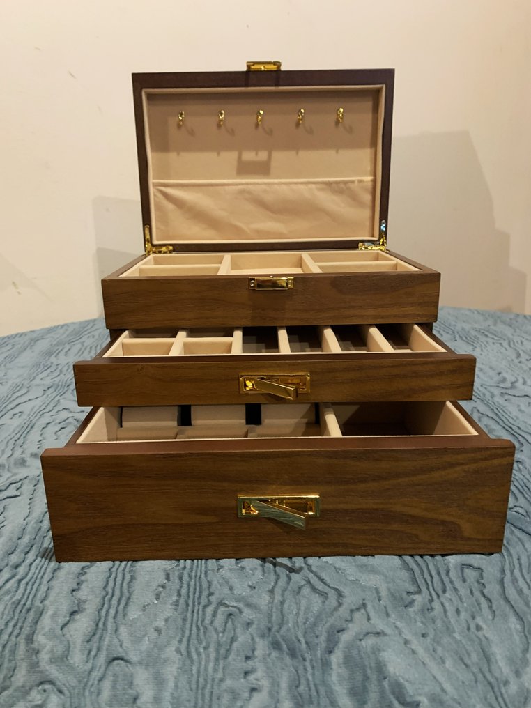 Κουτί κοσμημάτων - Ξύλο, Alcantara - Κουτί κοσμημάτων 3 επιπέδων #1.0