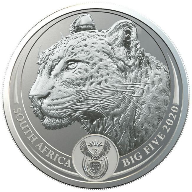 Νότια Αφρική. 5 Rand 2020 1 oz Big Five Silver Leopard Coin BU (In Blister Card) #1.0