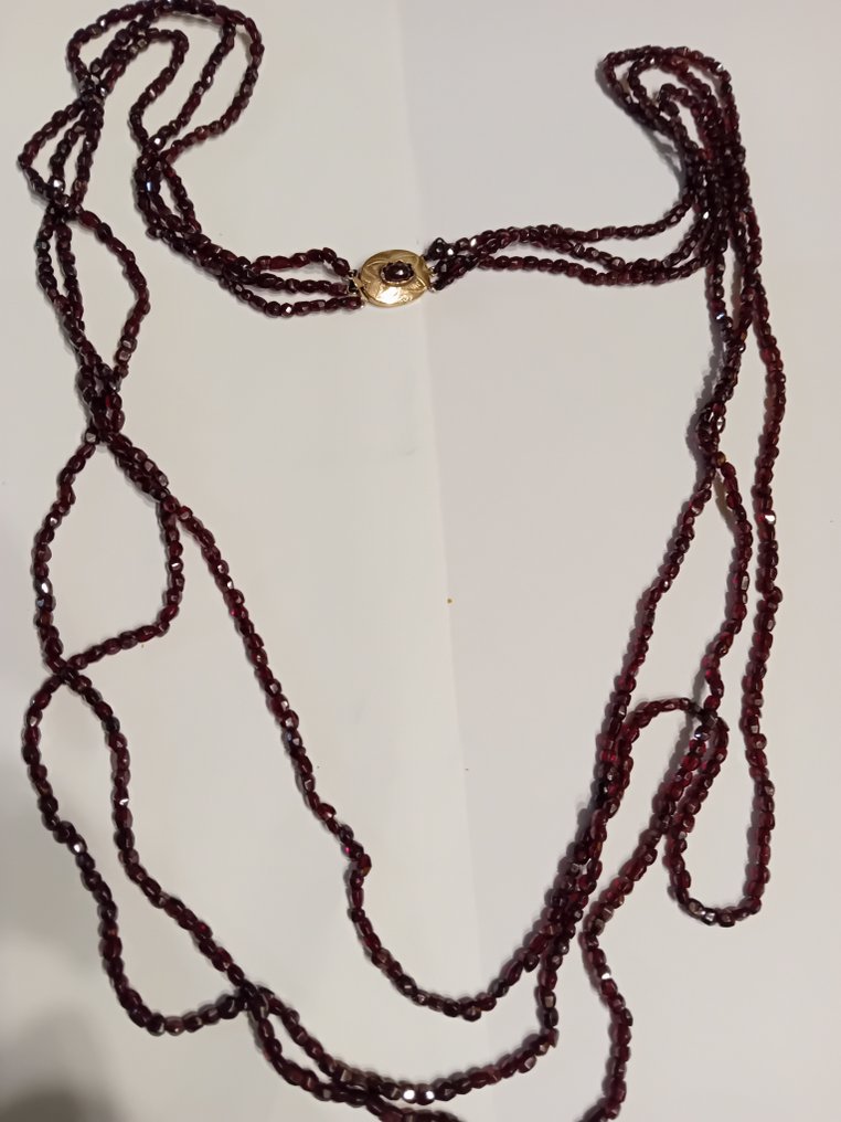 頸鏈 玫瑰金 - 石榴石 #3.2