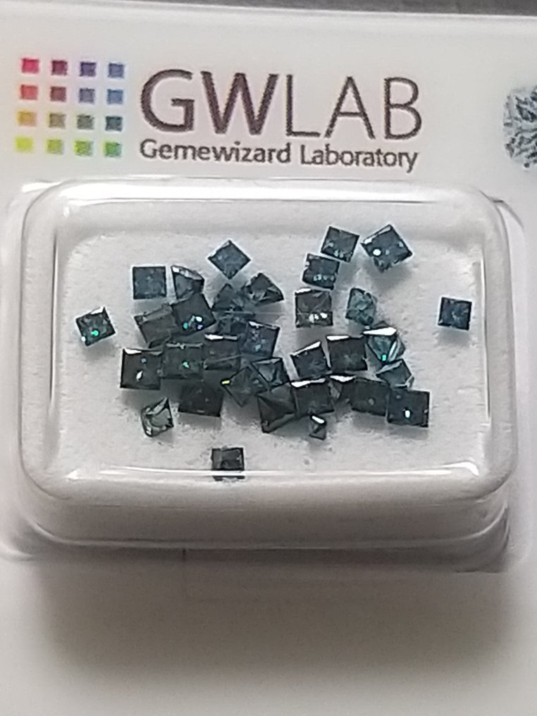 χωρίς τιμή ασφαλείας - 34 pcs Διαμάντι  (Φυσικού χρώματος)  - 1.10 ct - Τετράγωνο - VS2, I1 - Gemewizard Gemological Laboratory (GWLab) #1.0