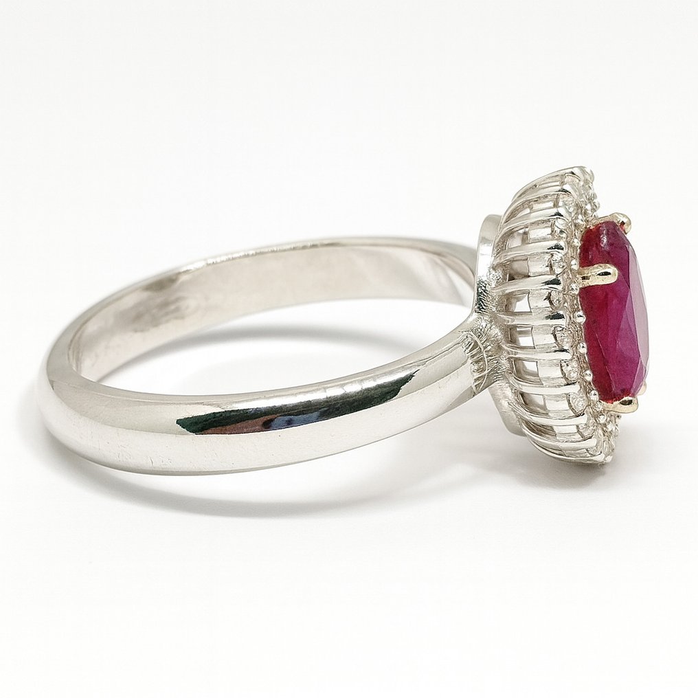 Sans prix de réserve - Bague - 18 carats Or jaune, Argent - 2.11ct. tw. Rubis - Diamant #3.2