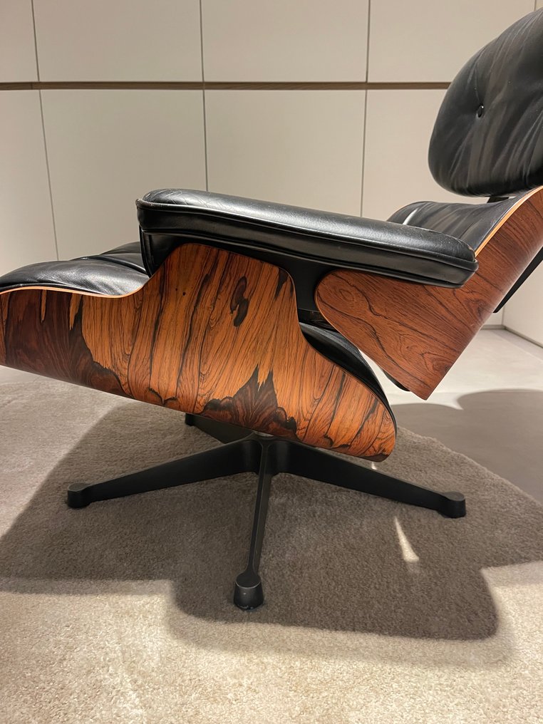 Vitra - Charles Eames - 带脚凳扶手椅 (2) - 皮革, 巴西蔷薇木 #4.3