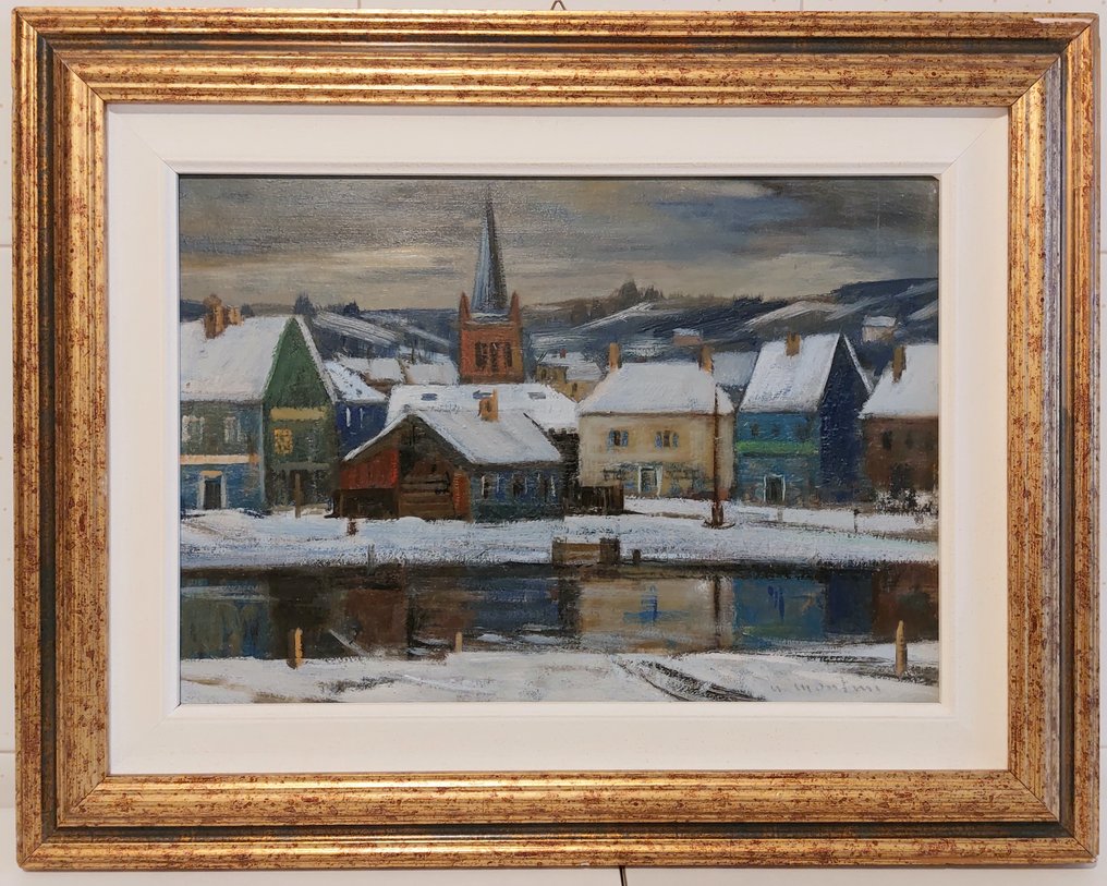 Umberto Montini (1897-1978) - Citta' olandese con canale #3.2