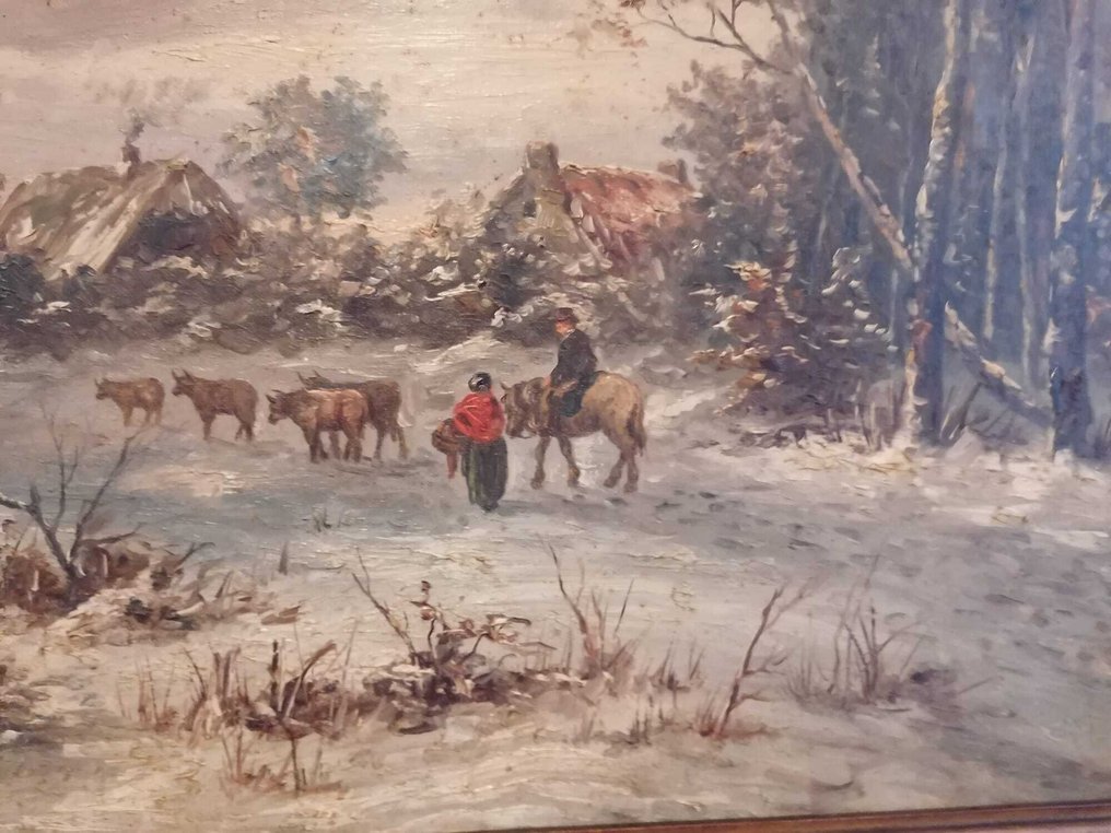 Anonyme XIX -ème siècle - Winters Landschap met Boerderij en Figuren #2.1