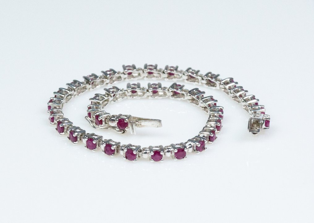 没有保留价 - 2件套珠宝 925 银 - 3.70 克拉红宝石 - 网球手链和戒指 #4.3