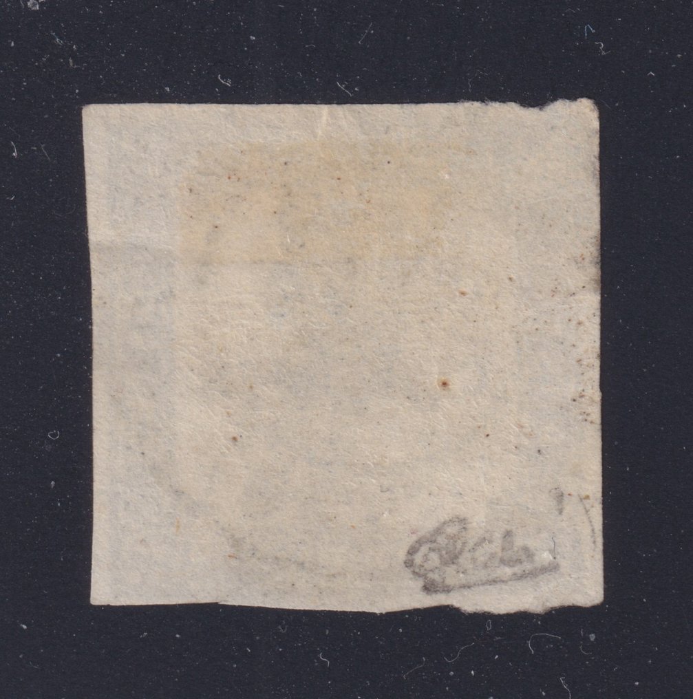 法国 1870 - 经典4号税票（石版印刷），已注销，卡尔维斯签名。品相极佳。 - Yvert #1.0