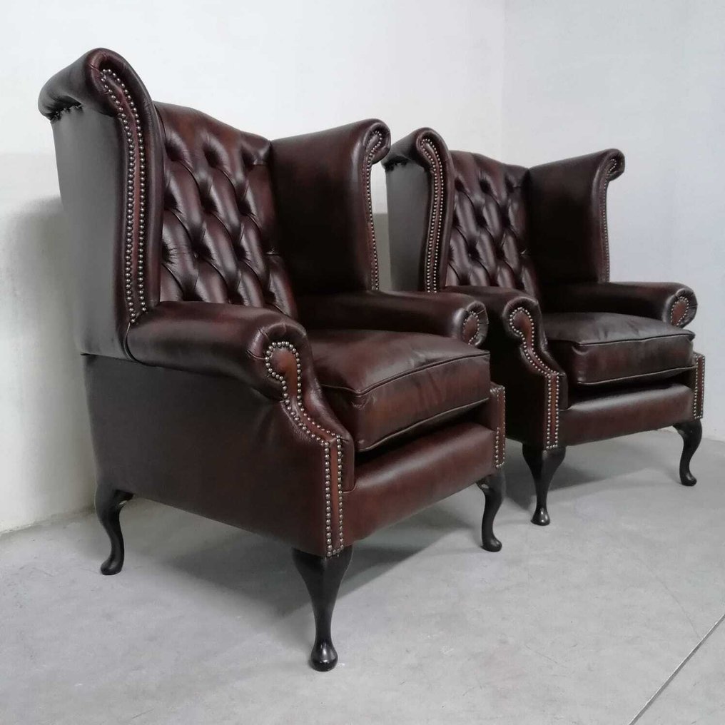Chesterfield style - 扶手椅子 (2) - Queen Anne - 皮革, 木 - 新的 #2.1