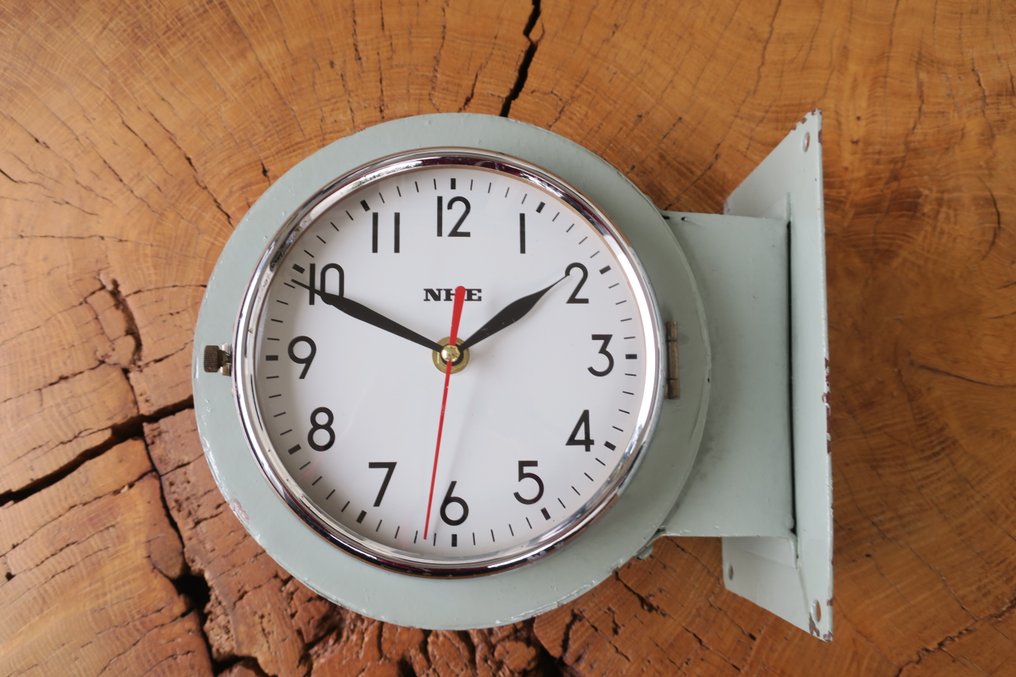 Zegar ścienny - NHE - Szkło, Stal - 1980-1990 #4.3