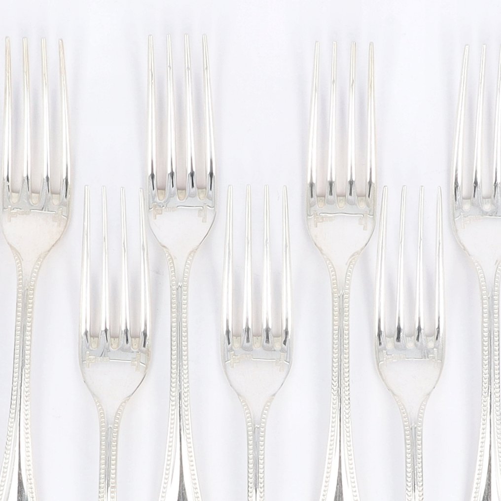 Christofle, Dessertvork model "Perles" - Widelec (12) - Posrebrzany #2.1