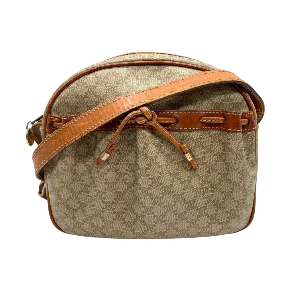 Céline - Celine Macadam Shoulder Bag Greige Brown PVC Leather Vintage M08 Triomphe Canvas Crossbody - Shoulder bag #1.0