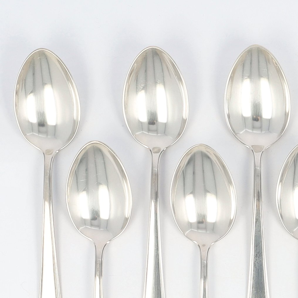 Lutz & Weiß model Pyramid - Art-Deco (grote) koffielepel / IJslepel - Łyżka (12) - Srebro pr. 800 #1.0