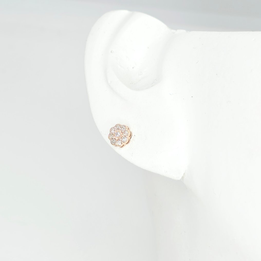 Nincs minimálár - Drop fülbevaló - 14 kt. Rózsa arany - 0.19ct. tw. Gyémánt (Természetes) #1.0