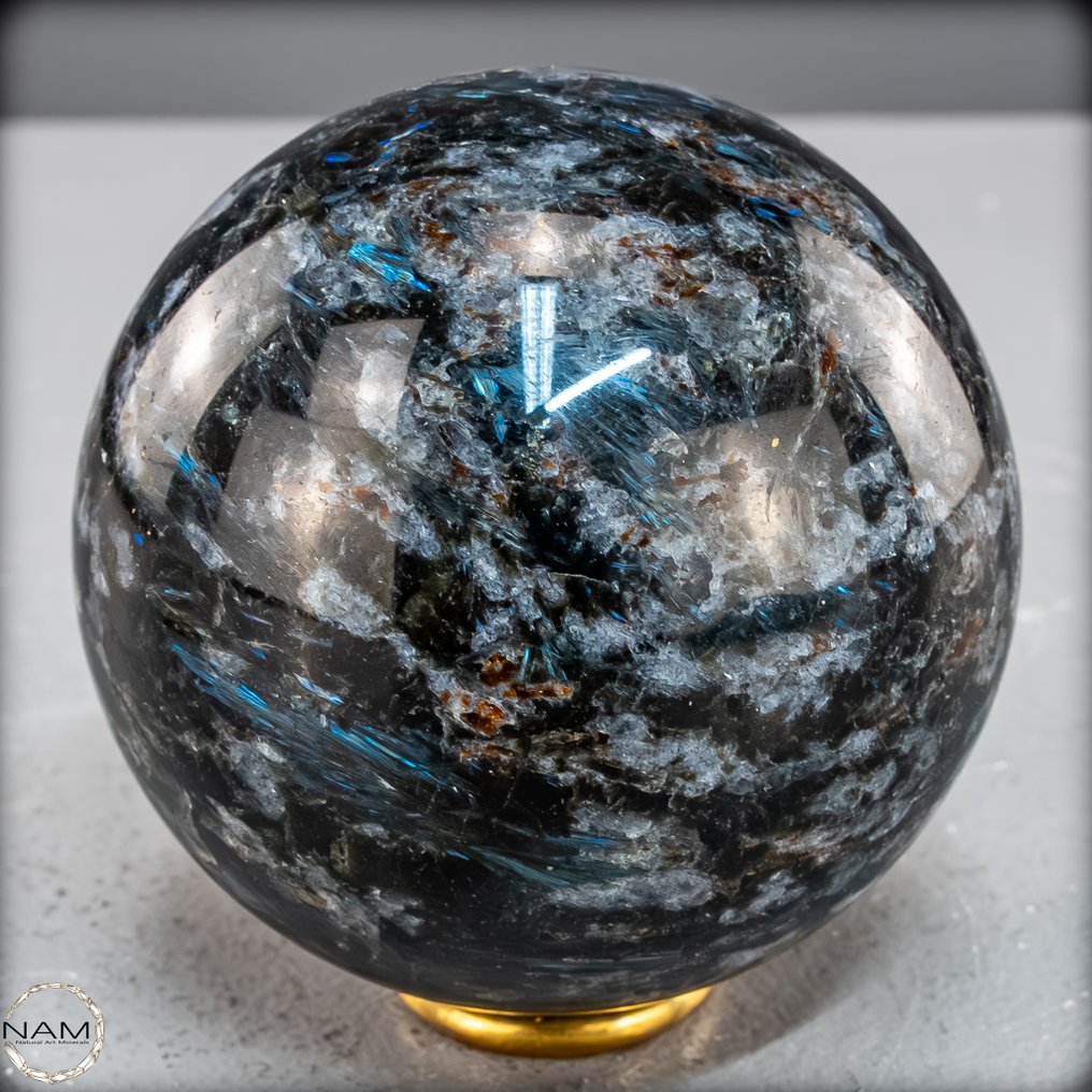 Σπάνια φυσική σφαίρα Astrophyllit με έντονη μπλε λάμψη – ασυνήθιστο Σφαίρα- 570.22 g #3.2