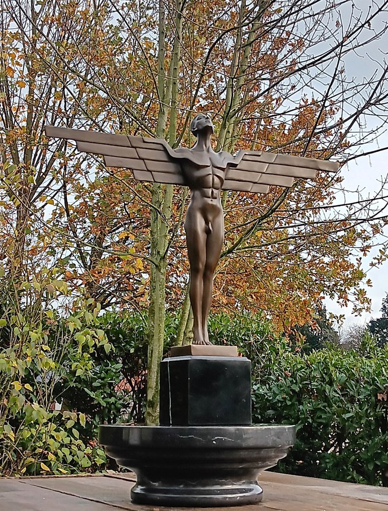 Skulptur, Brons mythologische beeld van Icarus - 44 cm - Bronse, Marmor - 2025 #1.0