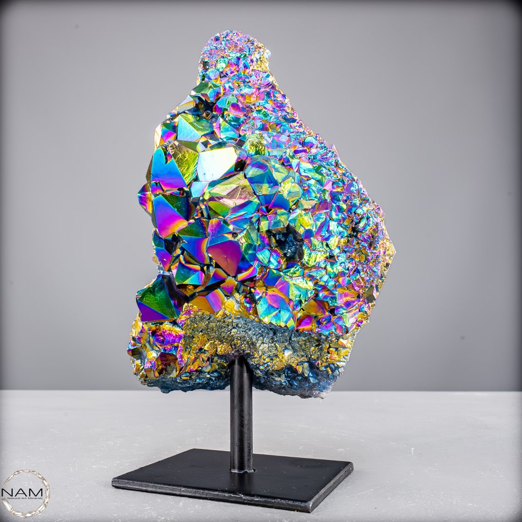 Unique aura amethyst druze on stand Shimmering magic in crystal form- 1442.16 g #1.0