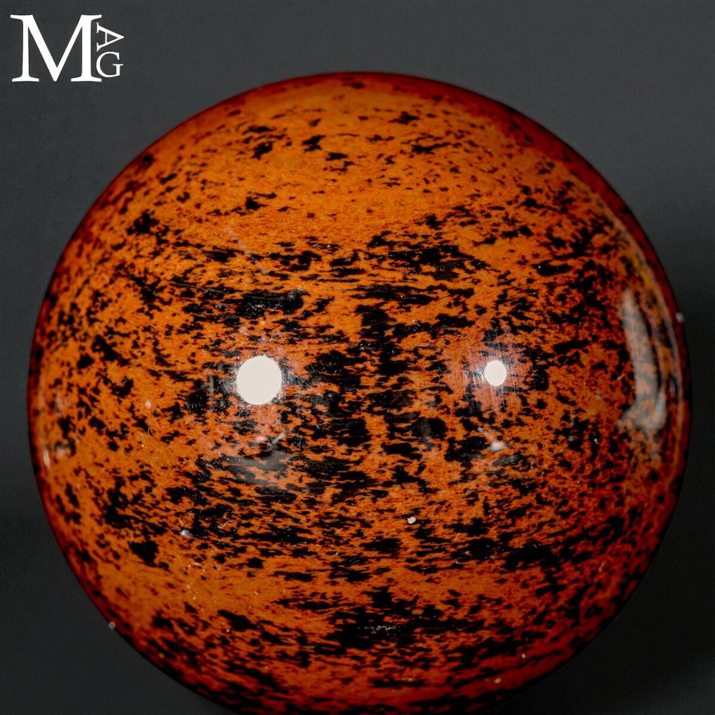 No Recerve Price Mahogany Obsidian Sphere - Very Rare Quality - Red Dappled Obsidian Sphere - Altezza: 77.2 mm - Larghezza: 77.2 mm- 572 g #4.3