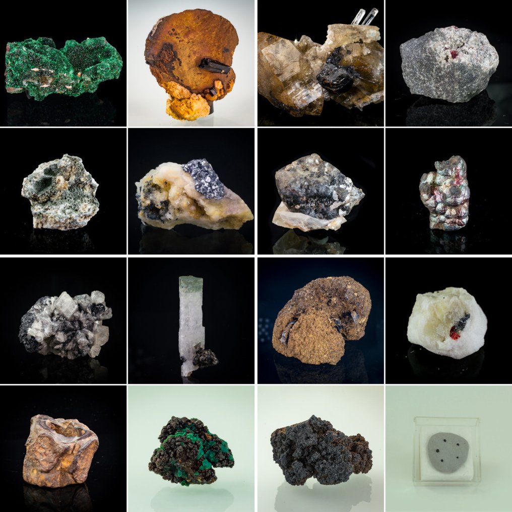 Collection of 16 mineral specimens from various localities - Average size 3 to 6 cm- 400 g - (16) #1.0