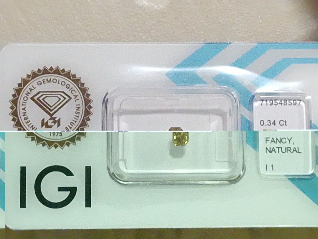 1 pcs Διαμάντι  (Φυσικού χρώματος)  - 0.34 ct - Τετράγωνο - Fancy intense Καφετί Καφέ, Γκρίζο, Κίτρινο - I1 - International Gemological Institute (IGI) - VG/VG/VG #1.0