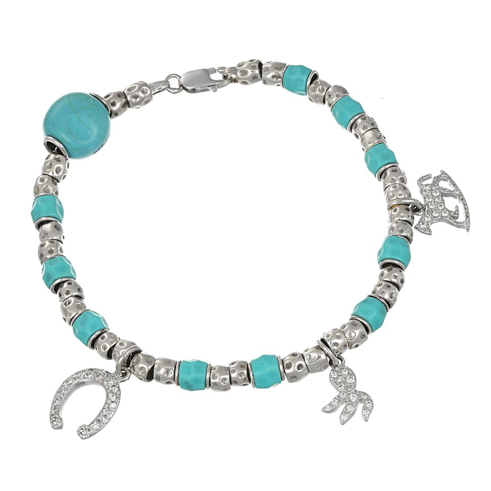 Dodo - 手镯 - 18K包金 白金 - 0.92ct. tw. 绿松石 - 钻石 #1.0