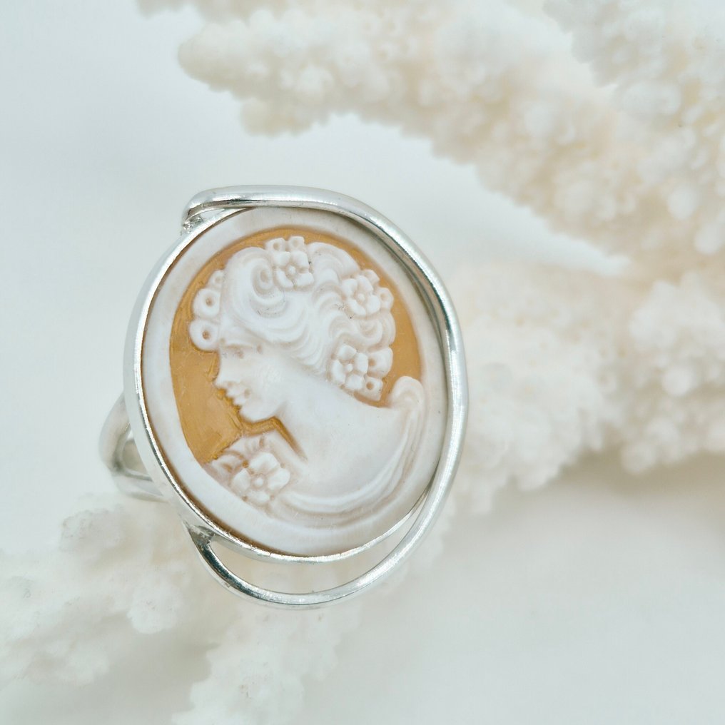 Prata - Anel - CAMMEO inciso a mão #1.0