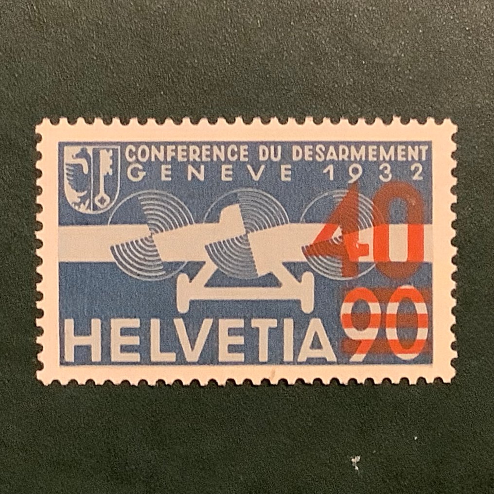 Switzerland 1936 - Airmail 40 cents to 90 cents with orange print - approved. - Michel 293a #1.0