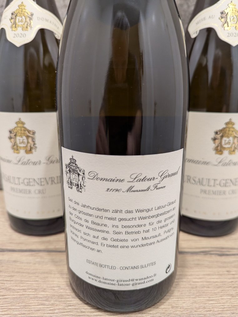 2020 Latour-Giraud "Les Genevrières" - Meursault 1er Cru - 3 Flasker (0,75 L) #3.2