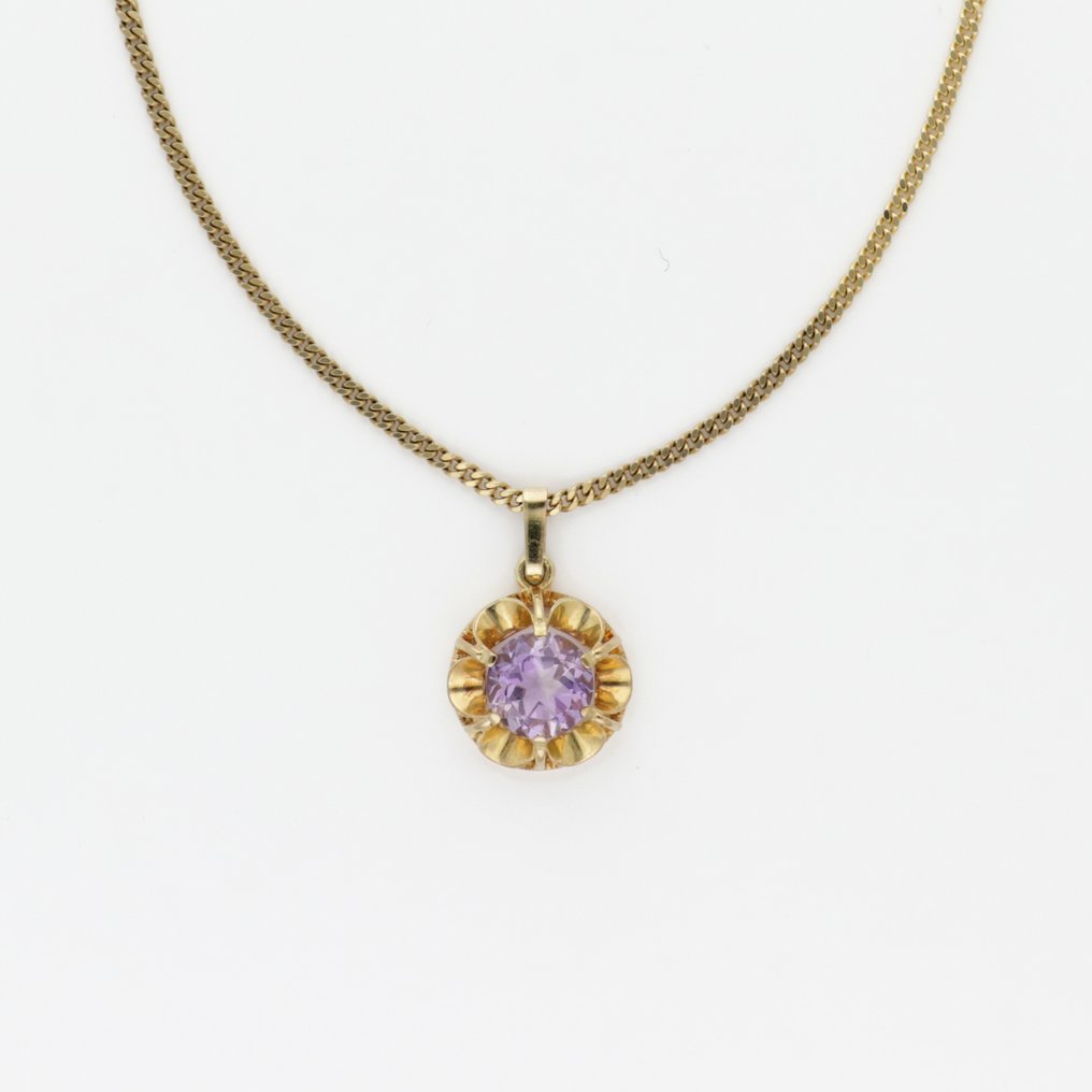Collier avec pendentif - 8 carats Or jaune Améthyste #1.0