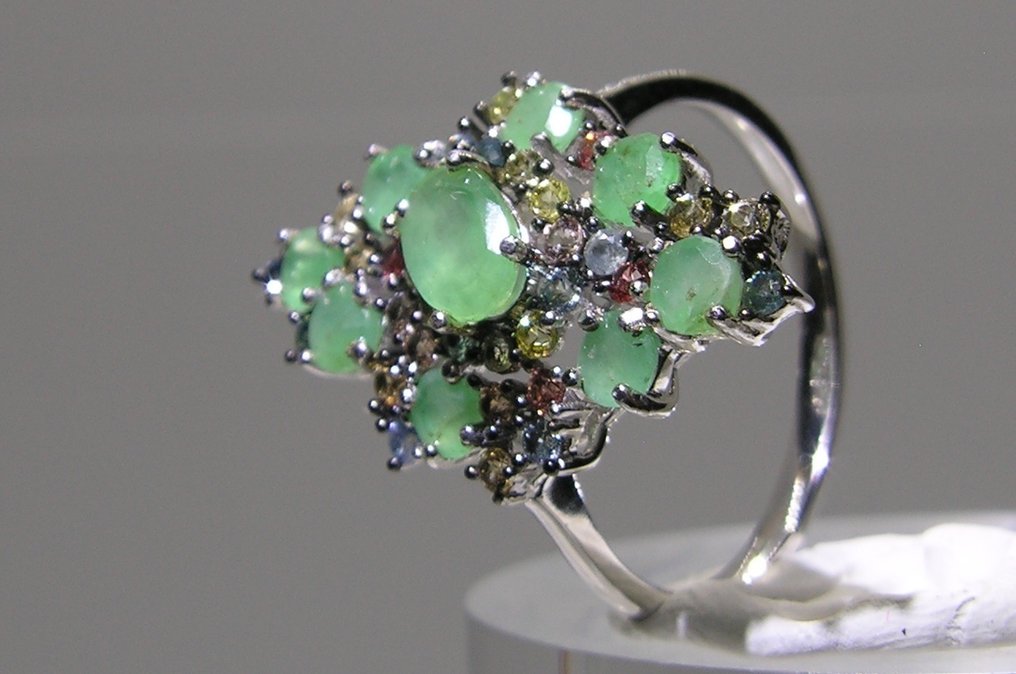 祖母绿 戒指 - 高度: 24.3 mm - 宽度: 23.6 mm- 2.8 g - (1) #2.1