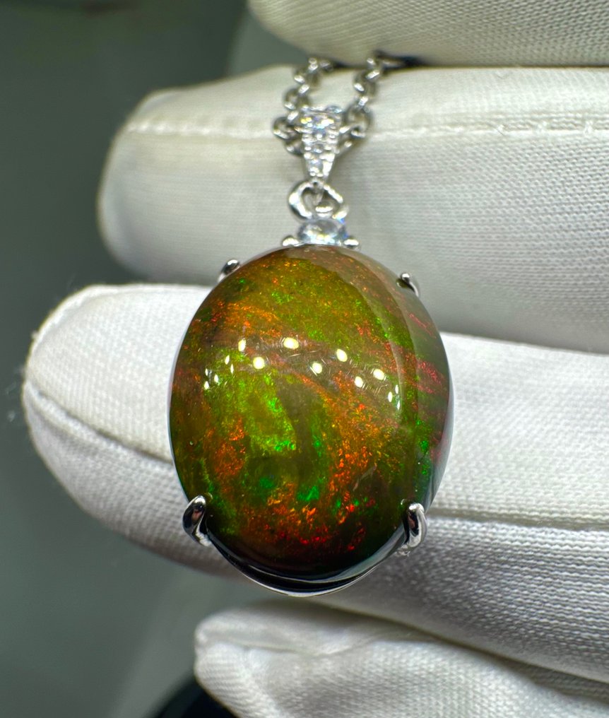 蛋白石 吊坠 - 高度: 29 mm - 宽度: 13.5 mm- 2.66 g - (1) #2.1