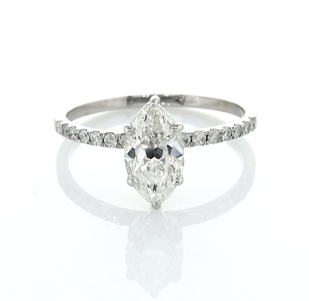 戒指 - 14 克拉 白金 -  1.17ct. tw. 鉆石 (天然) - 鉆石 #1.0