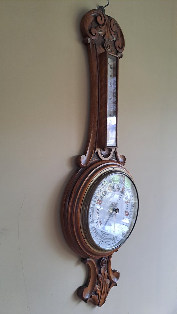 Aneroid barometer - Eikenhout/Glas/Koper. #2.1