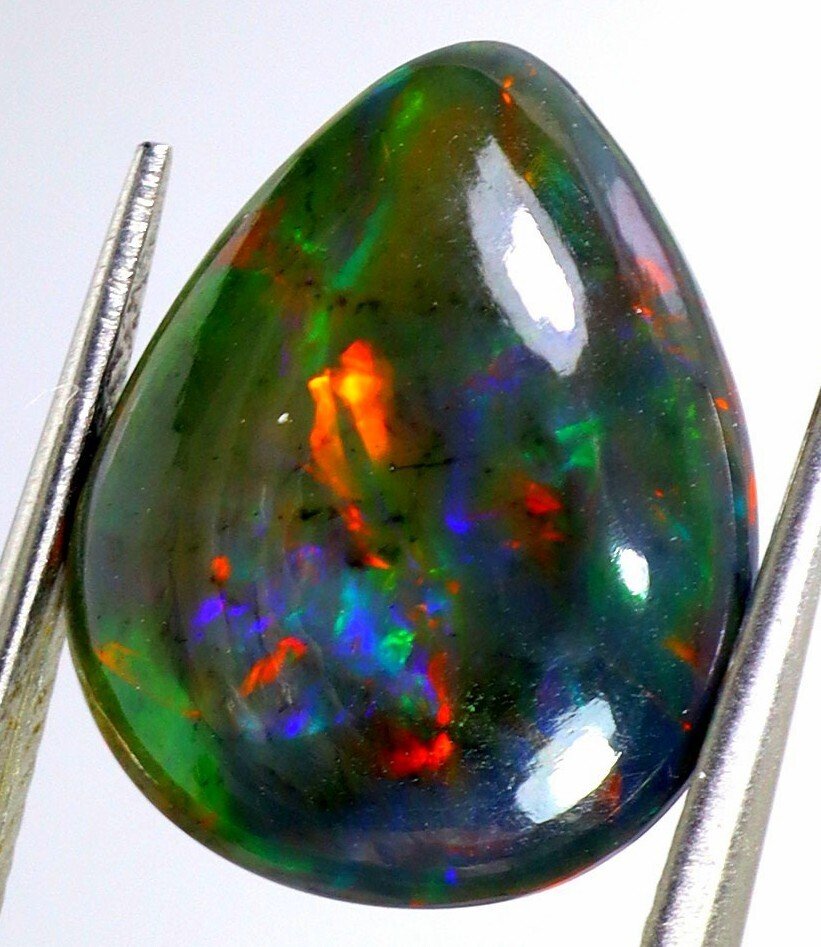 Opal negru autentic cu reflexii multicolore - 3,89 ct. - Fără preț de rezervă - Lustruit- 0.78 g #2.1