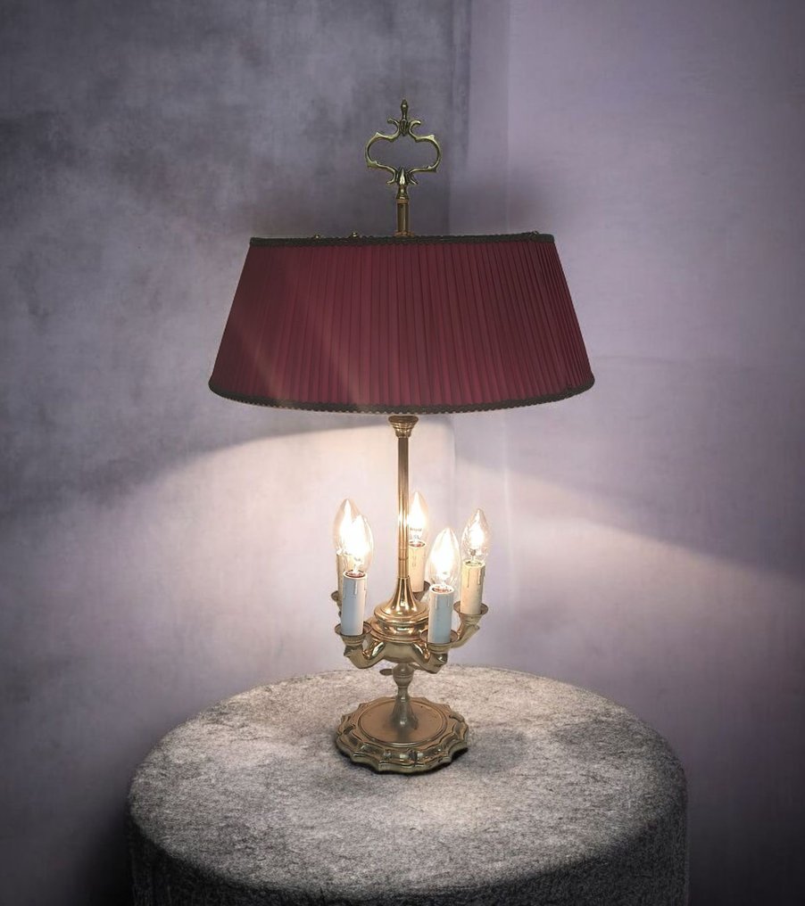 Lamp - Bouillotte Style louis XVI - Messing, Textiel #1.0