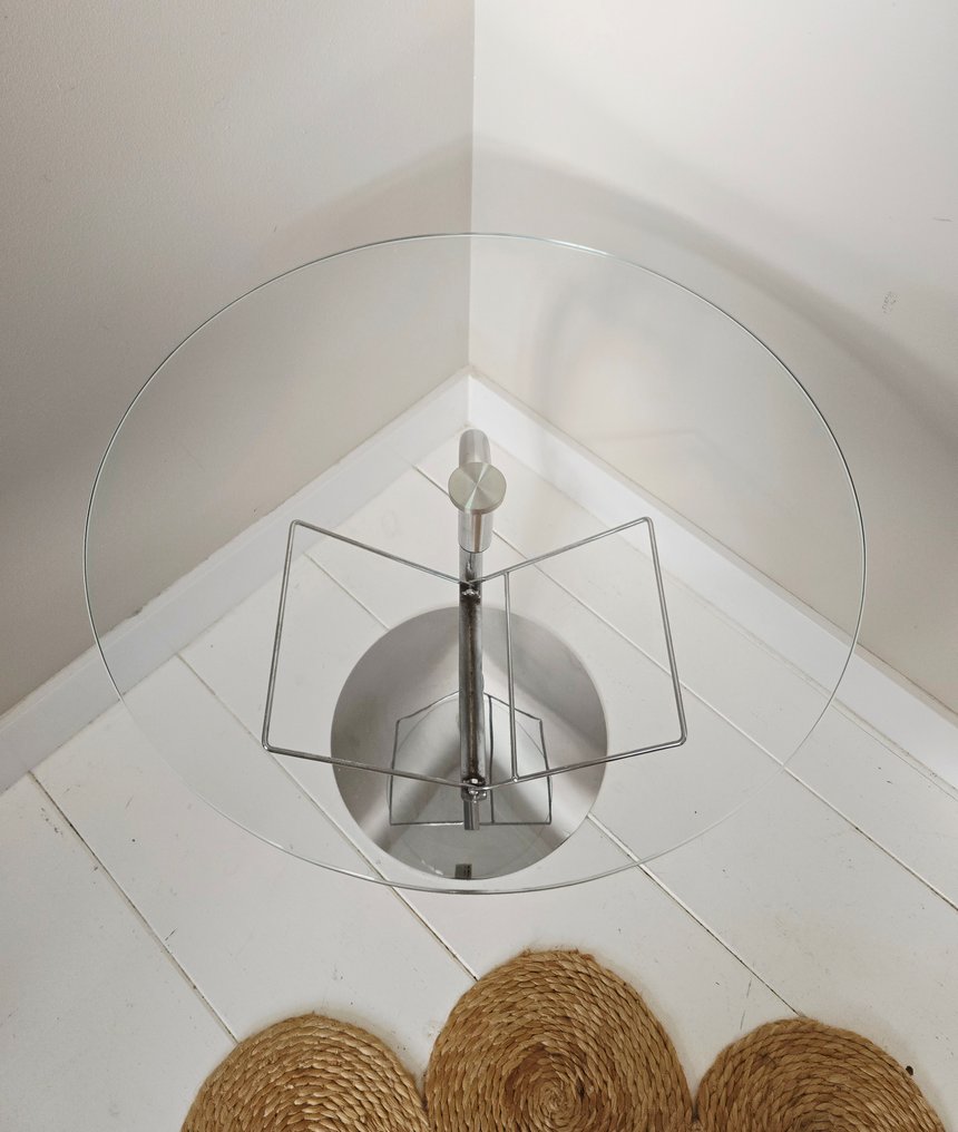 Βοηθητικό τραπεζάκι - Γυαλί, Μέταλλο, Χρώμιο - Χρωμιωμένο τραπεζάκι με συρτάρι ανάγνωσης. #4.3