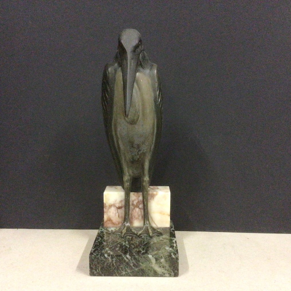 Bookends (2) - Marabou - Bronze patinated spelter mounted on marble bases #3.2