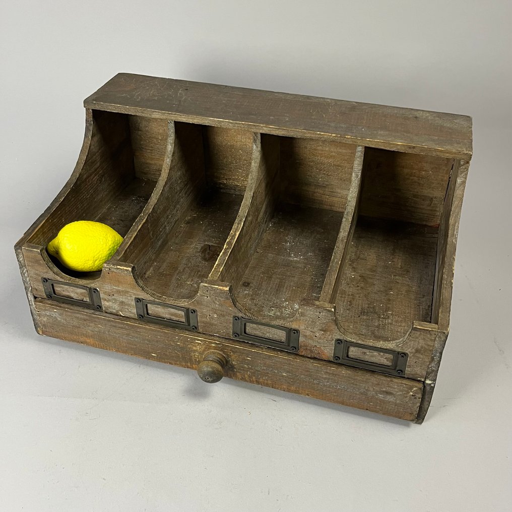 Kabinet - Grutterbak met lade en messing kaarthouders - Hout, Messing #4.3