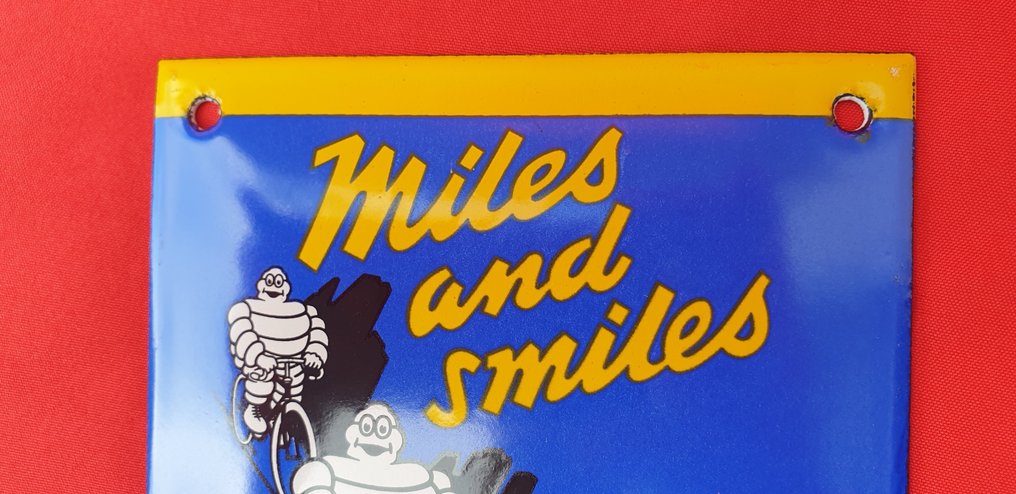 Michelin - Miles și zâmbete pe anvelope MICHELIN - Semn de email - Smalț, Metal #1.0