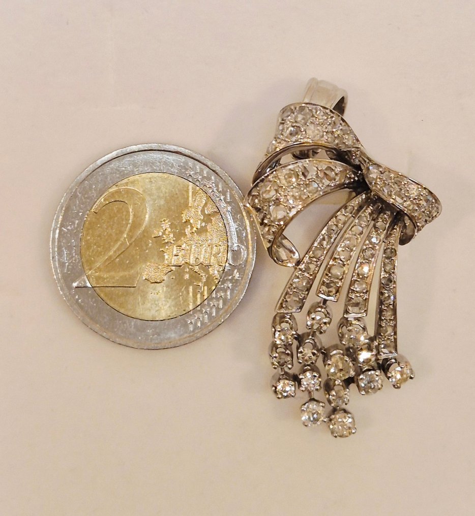 Καρφίτσα - 18 καράτια Λευκός χρυσός - Η Ιταλία της δεκαετίας του '60 Τέλεια #2.1