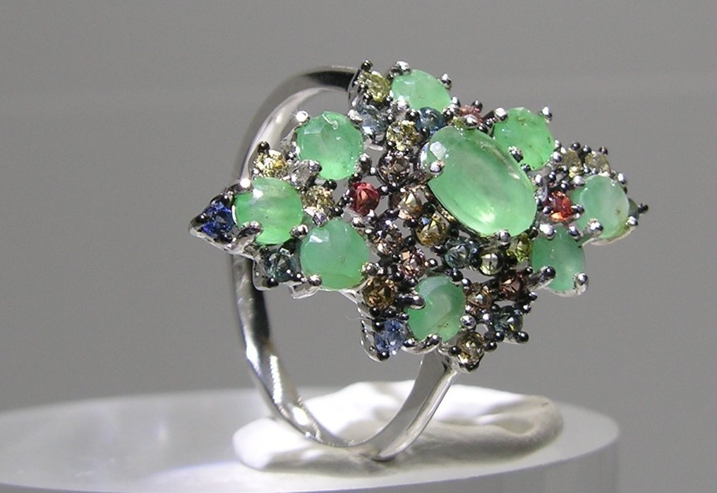 祖母绿 戒指 - 高度: 24.3 mm - 宽度: 23.6 mm- 2.8 g - (1) #4.3