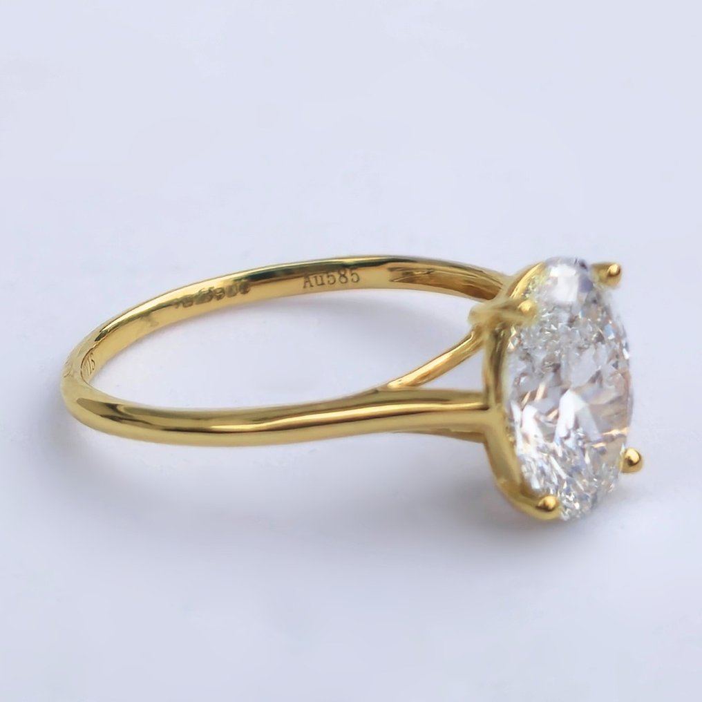 Bague - 14 carats Or jaune - 2.01ct. tw. Diamant (Cultivé en laboratoire) - CERTIFIÉ #4.3