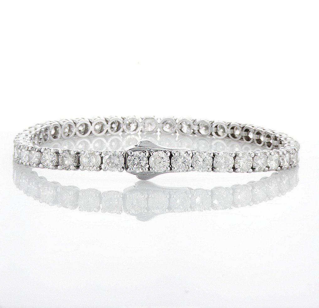 Nincs minimálár - Karkötő - 14 kt. Fehér arany - 8.44ct. tw. Gyémánt (Természetes) - D-I COLOR SI1-I1 #1.0